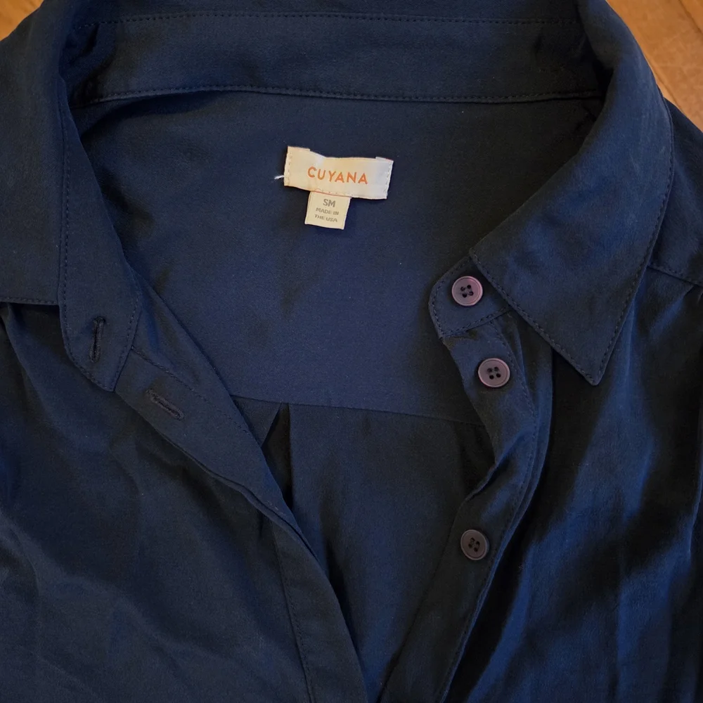 Cuyana Navy Blue Silk Dress - Picture 5 of 8